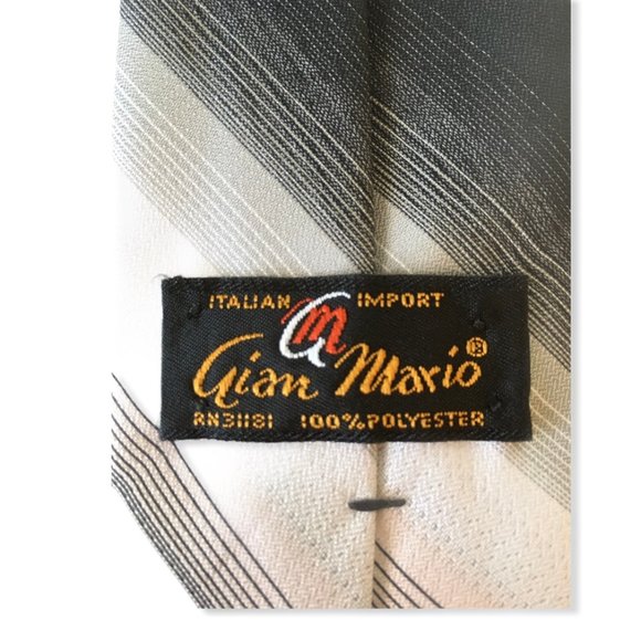 Gian Mario Men's Neck tie 100% polyester gray whit - Picture 4 of 4